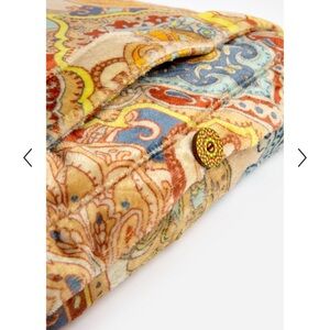 NEW Johnny Was Multicolor Paisley / Grey Reversible Travel Blanket/ Pillow